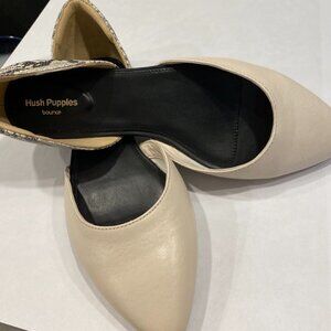 Hush Puppies White & Green Snake Print Sadie D'Orsay Flat - Women Size 8